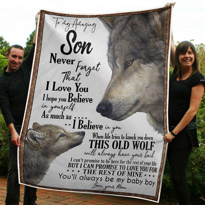 My Amazing Son Wolf Always Have Your Back Gift From Mom Fleece Blanket-Sherpa Blanket - Dreameris