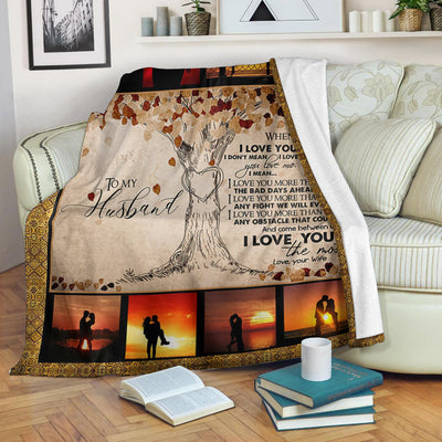 My Husband Love In Sunset I Love You More Than The Bad Days Gift From Wife Fleece Blanket-Sherpa Blanket - Dreameris
