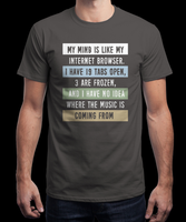 My Mind Is Like My Internet Browser I Have 19 Tabs Open 3 Are Frozen And I Have No Idea Where The Music Is Coming From Standard/Premium T-Shirt - Dreameris