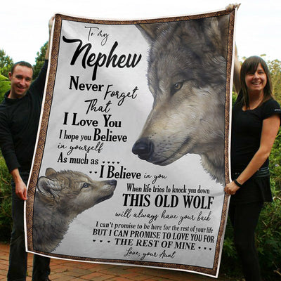 My Nephew Wolf Believe In Yourself Gift From Aunt Fleece Blanket-Sherpa Blanket - Dreameris