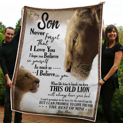My Son Lion King Believe In Yourself Gift From Dad Fleece Blanket-Sherpa Blanket - Dreameris