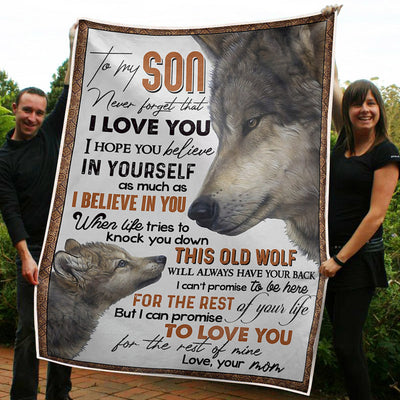 My Son Wolf Believe In Yourself Gift From Mom Fleece Blanket-Sherpa Blanket - Dreameris