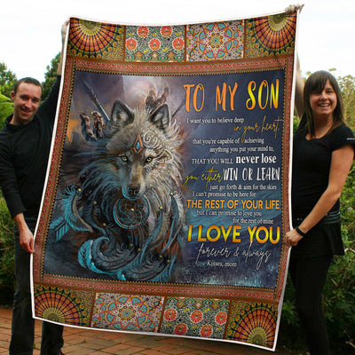 My Son Wolf Go Forth And Aim For The Skies Gift From Mom Fleece Blanket-Sherpa Blanket - Dreameris