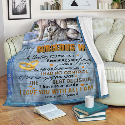 My Wife Wolf Couple I Love You With All I Am Gift From Husband Fleece Blanket-Sherpa Blanket - Dreameris
