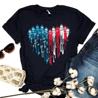 Nail Tech Heart Shaped American Flag Cotton T Shirt Hoodie Mug - Dreameris