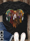 Native American Dreamcatcher Heart Shape Dripping Art Style Cotton T-Shirt - Dreameris