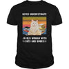Never Underestimate An Old Woman With Cats And Books Gift Book Lovers T-shirt - Dreameris