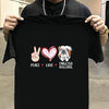 Peace Love Bulldog Gift Dog Lovers T-Shirt - Dreameris