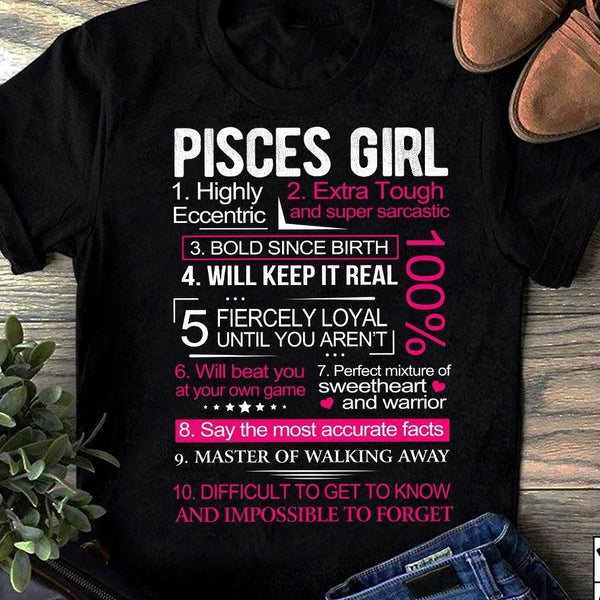 Pisces Girl Fact Zodiac Horoscope February March Women Birthday Gift Standard/Premium Women T-Shirt Hoodie - Dreameris