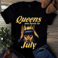 Queens Are Born In July Black Queen Fix Crown Cotton T Shirt - Dreameris