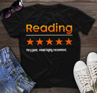 Rate 5 Stars Reading Very Good Would Highly Recommend For Book Lovers Cotton T-Shirt - Dreameris