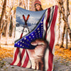 Skis And American Flag Gift For Skiing Lovers Fleece/Sherpa Blanket - Dreameris