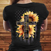 Sunflower Faith Cross American Flag Christian T Shirt Women T-Shirt Hoodie - Dreameris