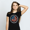 Sunflower Hippie 4th July American Flag Independence Day Shes A Good Girl Black Men Women Cotton T Shirt - Dreameris