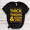 Thick Thighs & Good Vibes Triangle Banner Colourful Pennants Mexican Style Standard Women's T-shirt - Dreameris