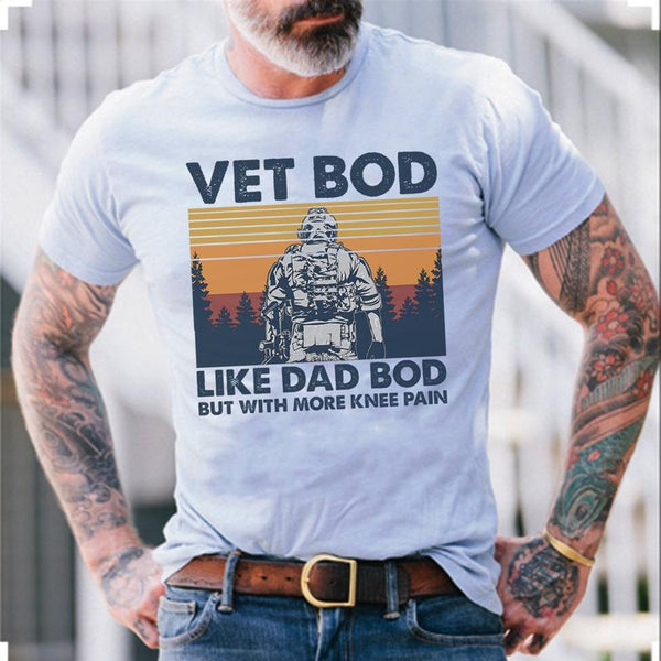 Vet Bod Like Dad Bod But With More Back Pain Veterans Day Crewneck  Sweatshirt - Limotees