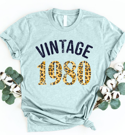 Vintage 1980 Birthday Leopard Pattern Standard/Premium T-Shirt - Dreameris