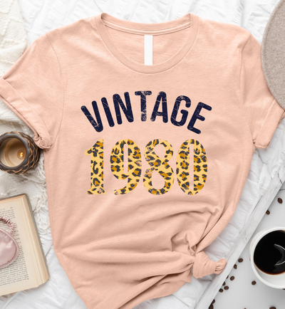 Vintage 1980 Birthday Leopard Pattern Standard/Premium T-Shirt - Dreameris