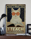 White Cat That's What I Do I Teach And I Know Things Poster - Dreameris