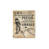 Baseball lovers life will always throw curves -Matte Canvas - Dreameris