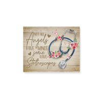 Floral Nurse Not All Angel Have Wings Some Have Stethoscopes Landscape  - Matte Canvas - Dreameris