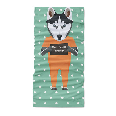 Mugshot prison clothes dog husky - Neck Gaiter - Dreameris