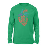 Anatomical Heart Shirt Parts Of Heart Cardiac Nurse - Standard Long Sleeve - Dreameris