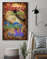 baseball winneres never quilt quitters never win - Matte Canvas - Dreameris