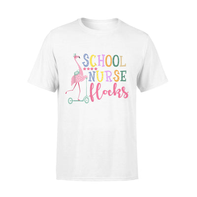 Back To School Tshirt School Nurse Flock Flamingo - Premium T-shirt - Dreameris