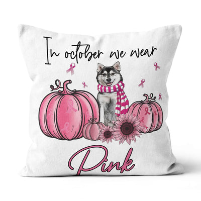 Husky We Wear Pink Pumpkin Gift Dog Lovers - Canvas Pillow - Dreameris