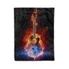 FF Dreameris Electric Guitar Soul Fire Blue Butterfly Rock Jaz Gift Fleece Blanket - Dreameris