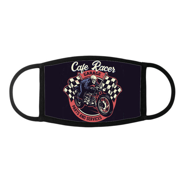 Skull riding cafe racer motorcycle  - Face Mask - Dreameris