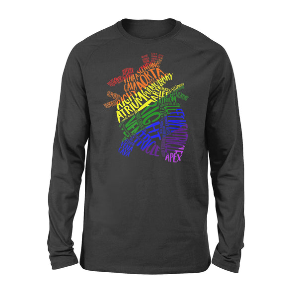 Anatomical Heart Shirt Cardiac Nurse with LGBT - Premium Long Sleeve - Dreameris