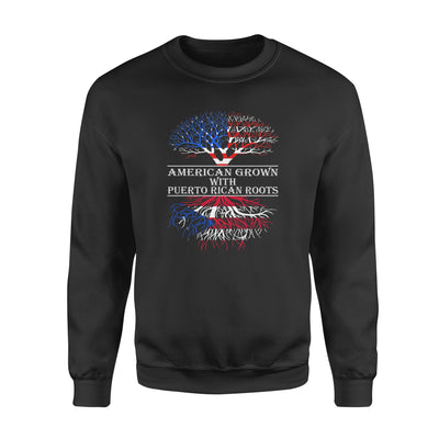 American Grown With Puerto Rican Roots Usa Flag 4th Of July Independence Day - Premium Crew Neck Sweatshirt - Dreameris