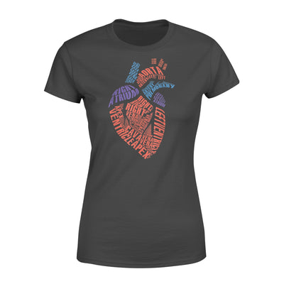 Anatomical Heart Shirt Parts Of Heart Cardiac Nurse - Premium Women's T-shirt - Dreameris