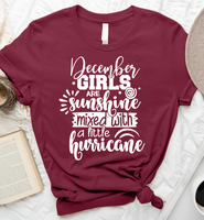 December Girls Are Sunshine Mixed With A Little Hurricane Birthday Gift Standard/Premium T-Shirt - Dreameris