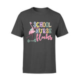 Back To School Tshirt School Nurse Flock Flamingo - Comfort T-shirt - Dreameris