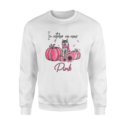 Husky We Wear Pink Pumpkin Gift Dog Lovers - Standard Crew Neck Sweatshirt - Dreameris