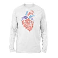 Anatomical Heart Shirt Parts Of Heart Cardiac Nurse - Standard Long Sleeve - Dreameris