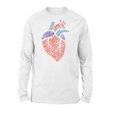 Anatomical Heart Shirt Parts Of Heart Cardiac Nurse - Premium Long Sleeve - Dreameris