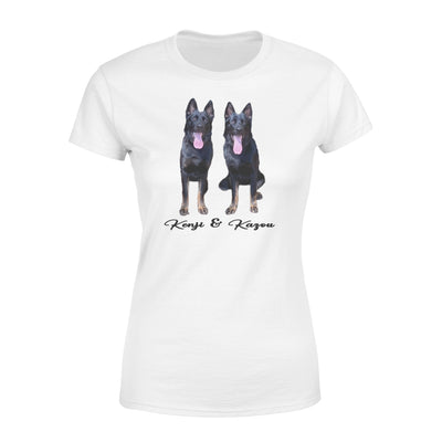 Kenji & Kazou (1) - Custom illustrated Pet Personalized - Women T- Shirt - Dreameris