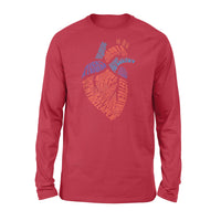 Anatomical Heart Shirt Parts Of Heart Cardiac Nurse - Standard Long Sleeve - Dreameris