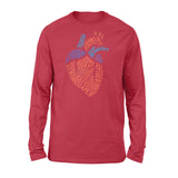 Anatomical Heart Shirt Parts Of Heart Cardiac Nurse - Premium Long Sleeve - Dreameris