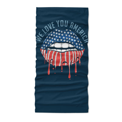 America lips flag we love you america artwork - Neck Gaiter - Dreameris