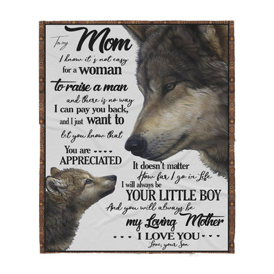 My Mom Wolf It's Not Easy For A Woman Gift From Son - Sherpa Blanket - Dreameris
