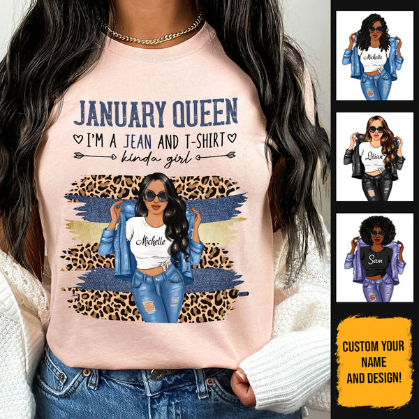 Personalized January Birthday Gift For Her Custom Birthday Gift Black Queen Customized January Birthday T-Shirt Hoodie Dreameris