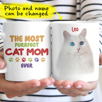 Personalized The Most Purfect Cat Mom Ever Custom Photo Gift For Cat Lovers Coffee Mug - Dreameris