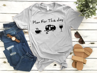 Plan For The Day Camping Drink Coffee Wine Shirt - Dreameris