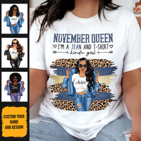 Personalized November Birthday Gift For Her Custom Birthday Gift Black Queen Customized November Birthday T-Shirt Hoodie Dreameris