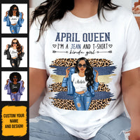 Personalized April Birthday Gift For Her Custom Birthday Gift Black Queen Customized April Birthday T-Shirt Hoodie Dreameris